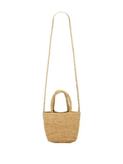 Manebi Raffia Shoulder Bag In Neutral
