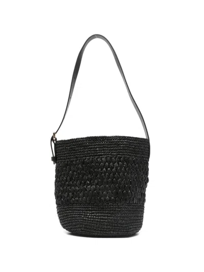 Manebi Raffia Shoulder Bag In Pink