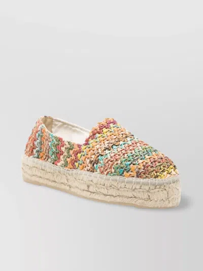Manebi Raffia Sole Round Toe Espadrilles In Multicolour