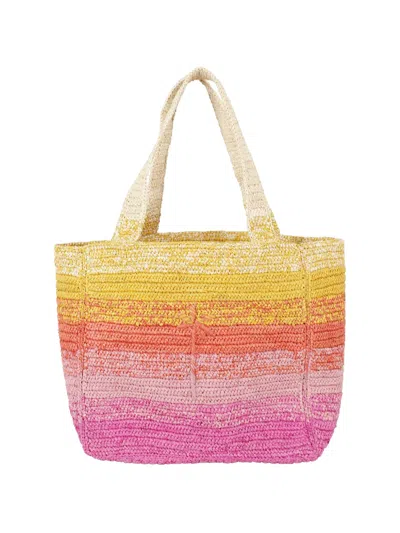 Manebi Raffia Zuma Tote Bag In Pink