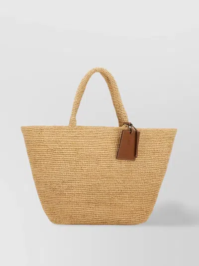 Manebi Rectangular Woven Basket Bag With Dual Handles