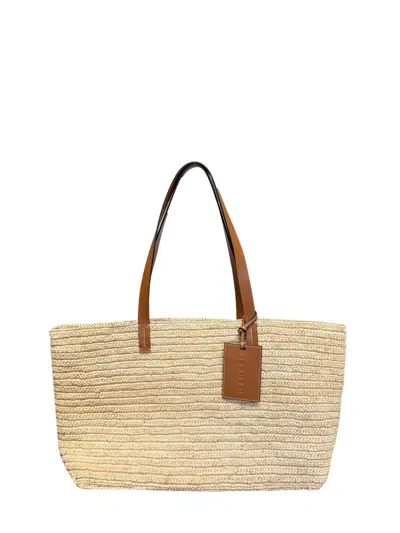 Manebi Rectangular Woven Leather Strap Tote Bag In Multi