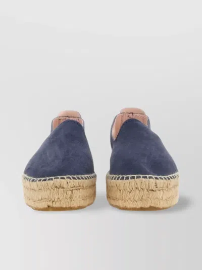 Manebi Round Toe Suede Espadrille With Contrast Stitching