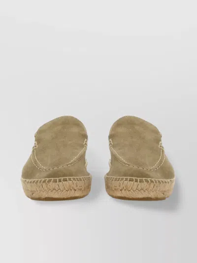 Manebi Round Toe Suede Espadrille With Contrast Stitching
