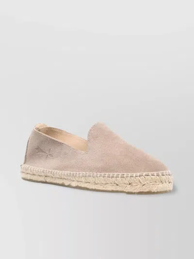 MANEBI ROUND-TOE SUEDE ESPADRILLES WITH BRAIDED RAFFIA SOLE