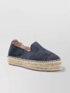 Manebi Round Toe Suede Slip-on With Espadrille Sole In Grey