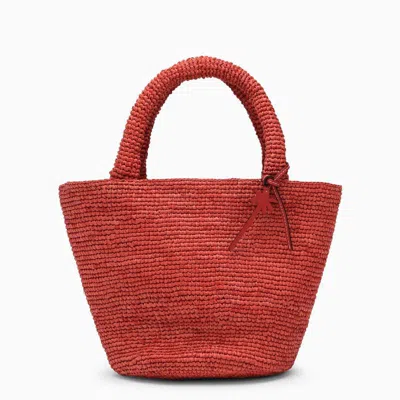 Manebi Manebí Rust Coloured Raffia Medium Bag In Red