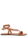 Manebi Leather Gladiator Sandals Ankle Strap Flat In Brown