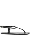 Manebi Black Leather Flip-flops In Black