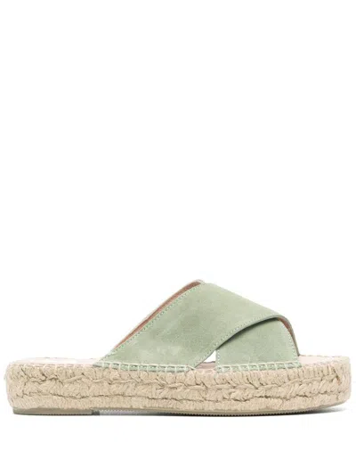 Manebi Hamptons Suede Espadrilles In Green