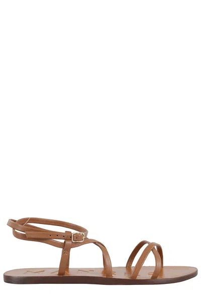 Manebi Sandals In Tan Ankle Strap