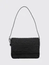 Manebi Shoulder Bag Adjustable Strap Woven Texture In Black