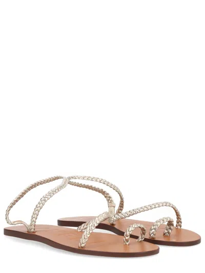 Manebi Silver Goat Leather Flats In Gold