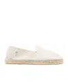 Manebi Yucatan Embroidered Jute Round Toe Espadrilles In White