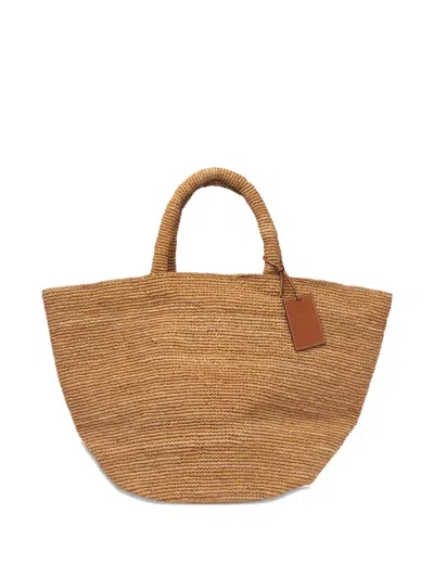 Manebi Small Sunset Raffia Tote Bag In Neutral