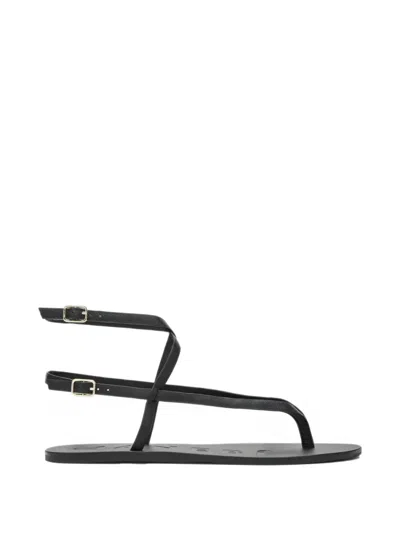 Manebi Smooth Leather Crossover Sandals In Multi