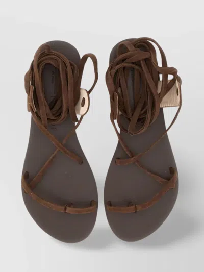 Manebi "st.tropez" Suede Sandals In Brown