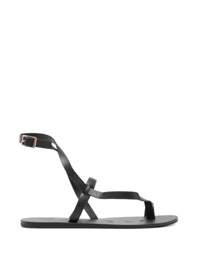 Manebi Strap Flat Sandals In Black
