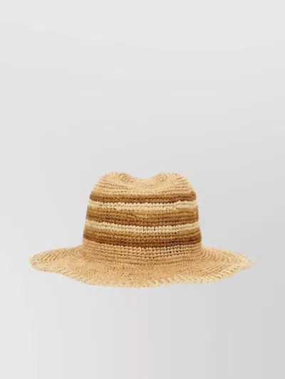 Manebi Straw Striped Wide Brim Hat