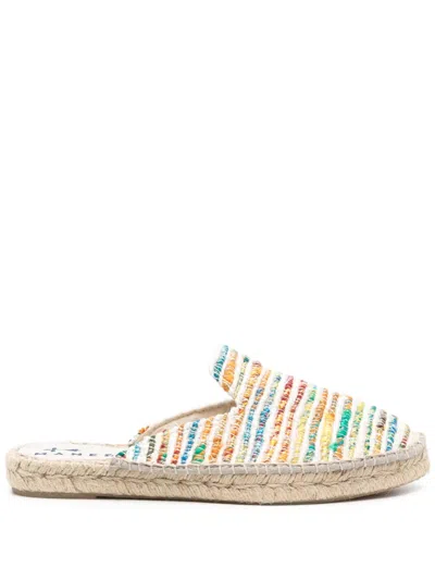 Manebi Striped Canvas Espadrilles In Neutrals