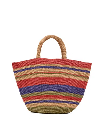 Manebi Striped Raffia Tote Bag In Multicolor
