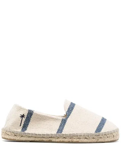 Manebi Gestreifte Espadrilles Aus Canvas In Neutrals