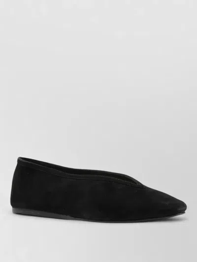 Manebi Suede Ballet Flats Round Toe Design In Black