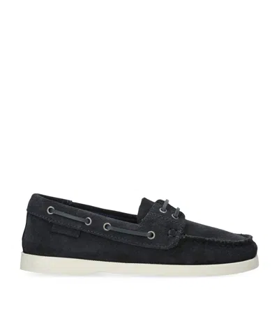 Manebi Suede Boat Shoes In Navy