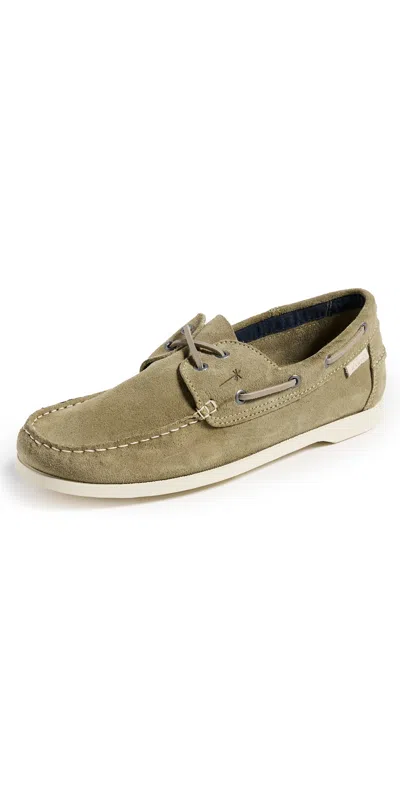 Manebi Suede Boat Shoes Suede Forest