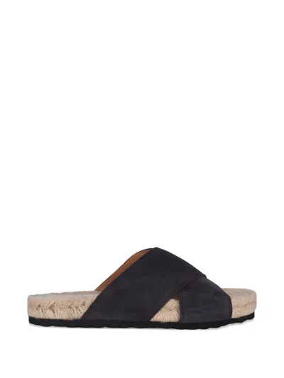 Manebi Suede Crossed-strap Sandals In Black