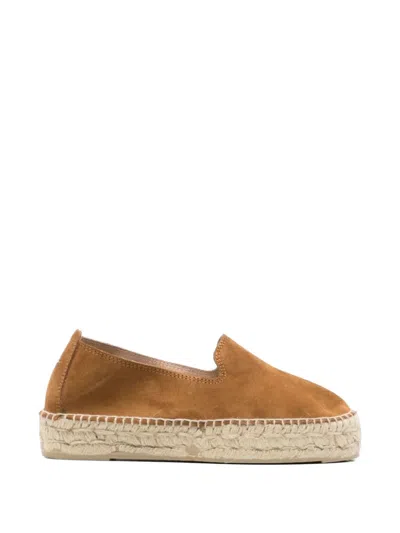 Manebi Brown Suede Braided Raffia Espadrilles