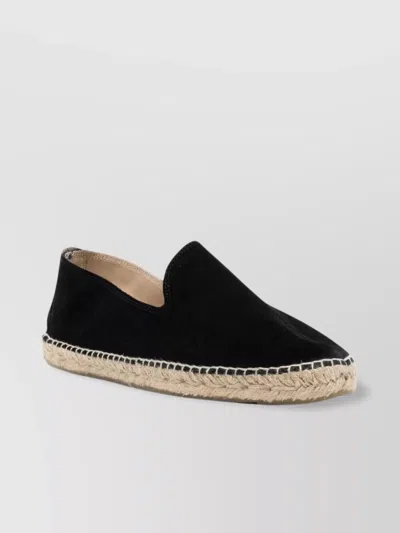 MANEBI SUEDE HAMPTONS ESPADRILLES WITH BRAIDED RAFFIA SOLE
