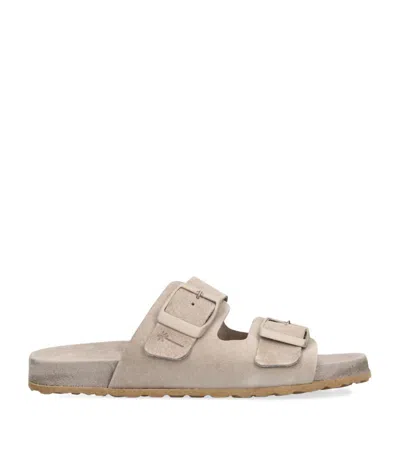 Manebi Hamptons Suede Sandals In Taupe