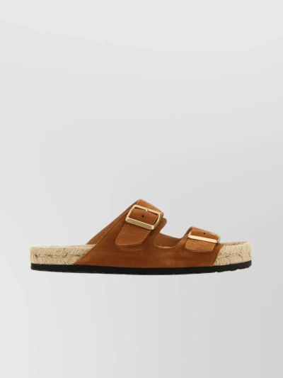 Manebi Suede Hamptons Sandals With Espadrille Sole In Brown