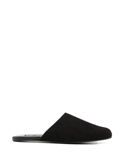 Manebi Suede Leather Slippers In Black