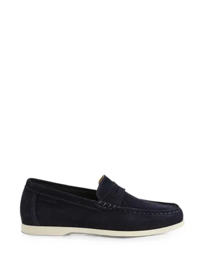Manebi Suede Penny Loafers In Black