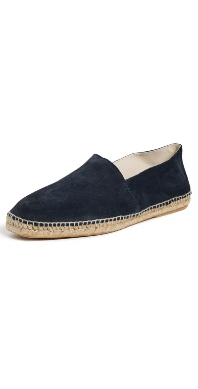 Manebi Suede Square Toe Espadrilles Suede Patriot Blue