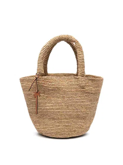 Manebi Summer Medium Raffia Tote Bag In Beige