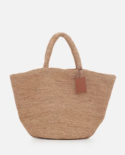 Manebi Summer Rafia Tote Bag In Brown