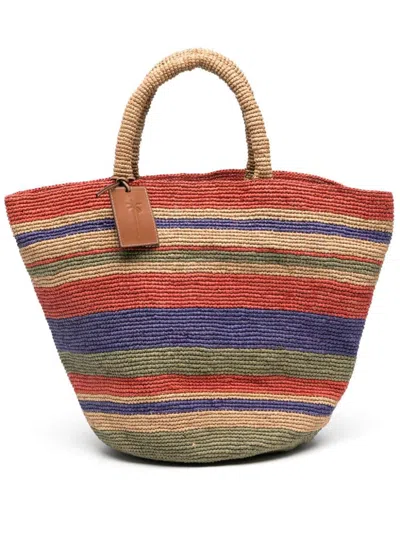 Manebi Manebí Summer Striped Raffia Tote Bag In Multicolour