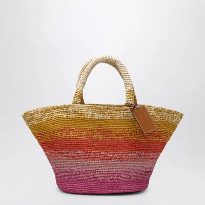 Manebi Sunset Glow Panier Bag In Raffia In Multicolor