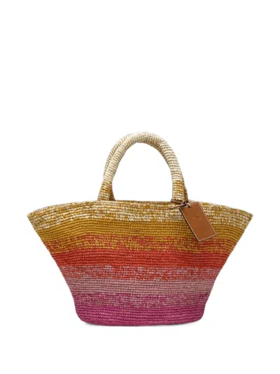 Manebi Sunset Glow Panier Bag In Raffia In Multi