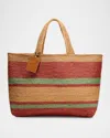 Manebi Sunset Large Striped Raffia Tote Bag