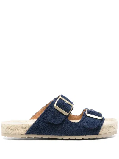 Manebi Hamptons Nordic Double-buckle Low Sandals In Blue
