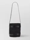 Manebi Textured Woven Bucket Bag With Crocodile Trim