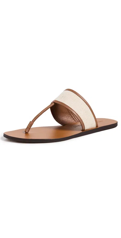 Manebi Thong Leather Sandals Tan/natural In Brown
