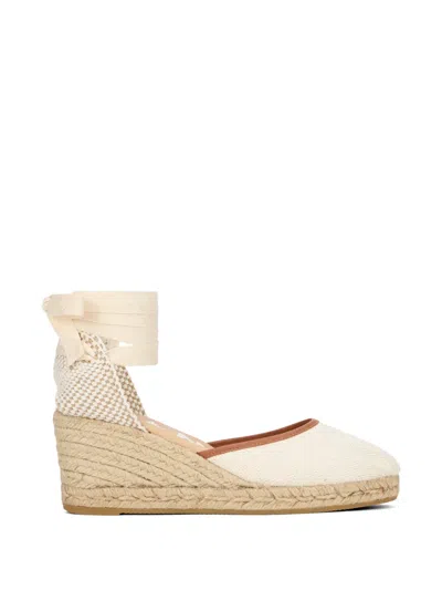 Manebi Tie-fastening Wedge Espadrilles In White