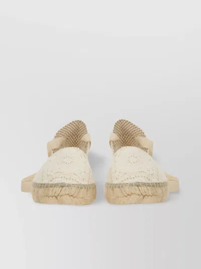 Manebi Valenciana Espadrille With Lace Detailing And Woven Texture In White