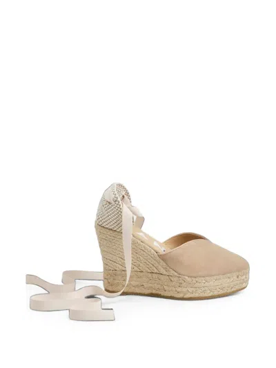 Manebi Wedge-heel Tie-fastening Espadrilles In Neutral