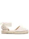 Manebi Yucatan Lace Woven Round Toe Espadrilles In White